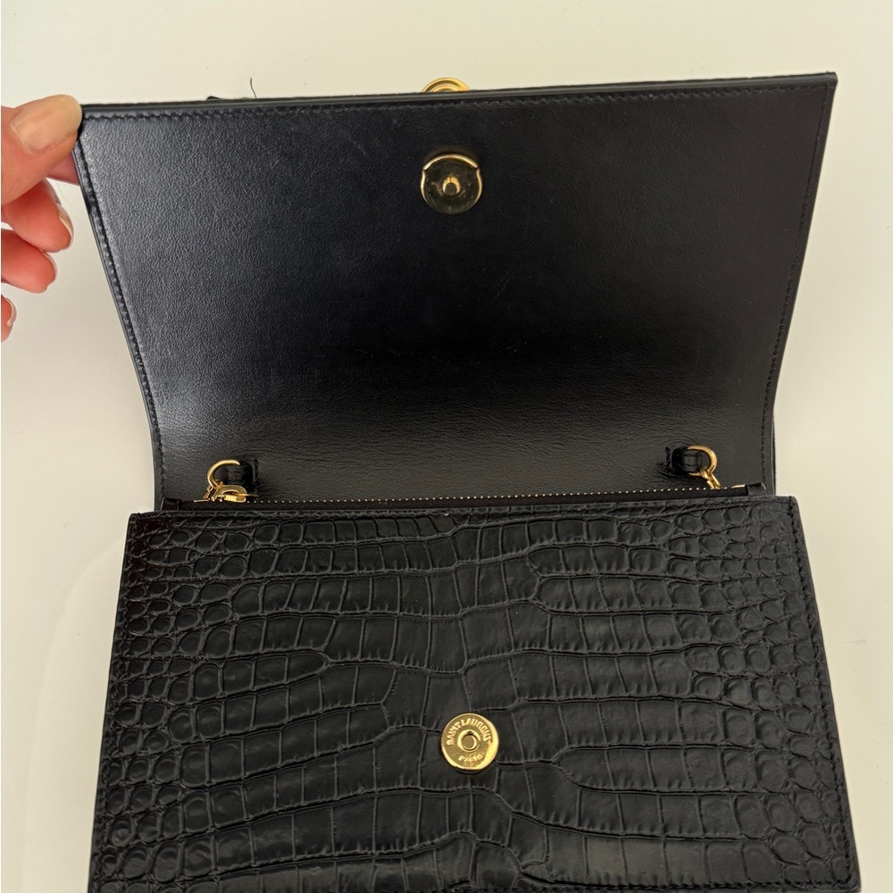 Saint Laurent Small Kate Crocodile-Embossed Leather Shoulder Bag With Tassel - Picture 9 of 10